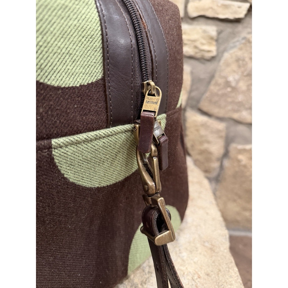 Hartmann Retro Carry On Vintage‎ Wool Leather Brown & Green Polka Dot Carry-On - Picture 4 of 12